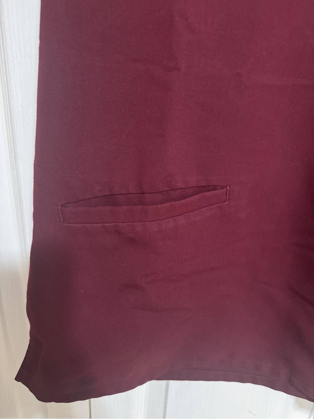 FIGS Women's Short Sleeve V-Neck Scrub Top in Burgundy - Picture 5 of 6
